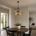 In scale | Chandelier hanging in a room with a full-height doorway