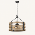 Studio side | Profile view of the open drum, chain, canopy, and rear brackets