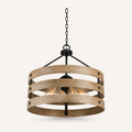 Studio underside angle | Open three-band chandelier showing graphite brackets and four bulbs