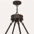 Hardware close-up | bronze canopy, chain links, and four support-rod connections
