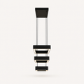 Studio side | side profile of black rectangular LED chandelier showing frame depth, canopy, and cords