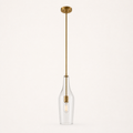 Studio profile | side view of the clear vase shade, straight rod and cool-brass canopy