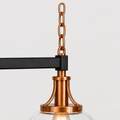 Close view | copper-plated chain links, black bar connection block, and socket cap