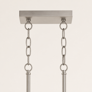 Hardware detail | rectangular brushed nickel canopy, chain links, and downrod connections