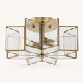 Studio front | complete natural brass star frame with clear seeded glass panels