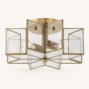 Studio front | complete natural brass star frame with clear seeded glass panels