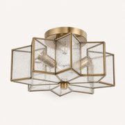 Studio side | side and underside view of the angular seeded-glass fixture