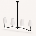 Studio angle | black pendant showing the canopy, center rod, curved arms, and four shades