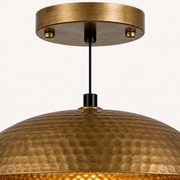 Hardware | close view of the gold canopy, black cord, and cord fitting