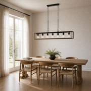 Scale | the chandelier's true size shown above a sofa and stone coffee table, cropped close to the seating area