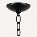 Hardware | close view of a matte-black canopy, connector loop, and oval-link chain