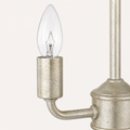 Hardware | close studio view of a clear candle bulb, antique silver cup, and curved arm hardware