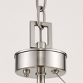 Hardware | marnau Sein 5-Light Drum Chandelier close view of the linked chain, square connector, canopy and support cable