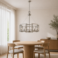 In a room | marnau Sein 5-Light Drum Chandelier over a pale-oak dining table