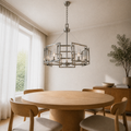 Angle | marnau Sein 5-Light Drum Chandelier from a second angle over a pale-oak dining table