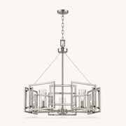 Front | marnau Sein 5-Light Drum Chandelier front view with five clear glass cylinders on a warm-white studio background