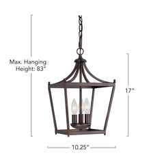 Front | Straight-on view of the Marnau Senet 3-Light Lantern Pendant