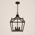 Side | Lower studio angle of the open lantern cage and three candelabra sockets
