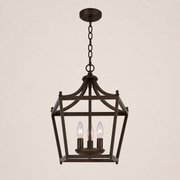 Side | Lower studio angle of the open lantern cage and three candelabra sockets