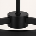 Close view | matte black hub, rigid downrod, and curved arm junctions