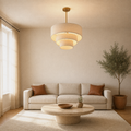 Living room | the chandelier over a living room coffee table