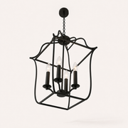 Studio | worm's-eye view into the lantern cage, sockets, chain, and canopy
