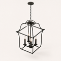 Studio | elevated three-quarter view of the open lantern cage, chain, and canopy