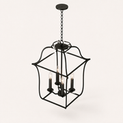 Studio | elevated three-quarter view of the open lantern cage, chain, and canopy