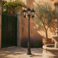 In a room | marnau Tavihan 3-Light Lamp Post beside a Mediterranean courtyard gate