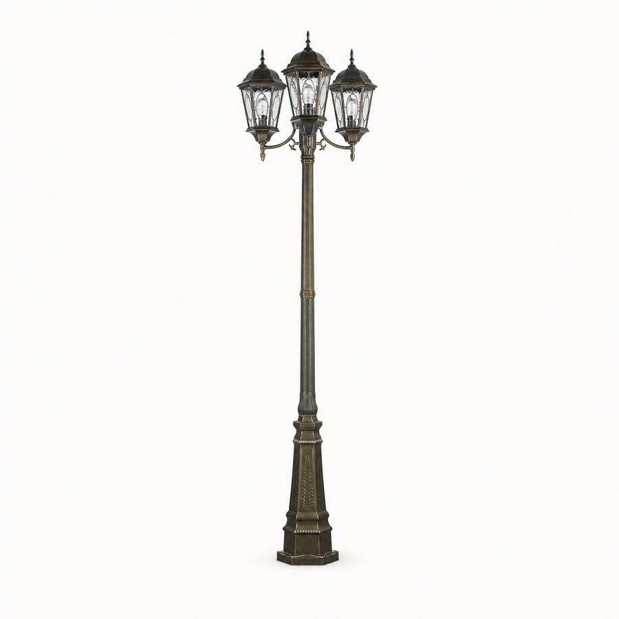 Front | marnau Tavihan 3-Light Lamp Post front view on a warm-white studio background