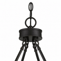 Close view | round canopy, chain links, and brace hardware on the chandelier
