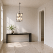 Scale | marnau Tibidy 6-Light Lantern Chandelier beside a full-height foyer doorway for scale