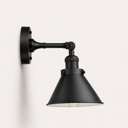 Studio side | side profile of the matte black wall sconce showing backplate and wall projection