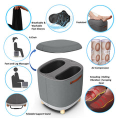 Massage Ottoman, Beige Fabric with Removable Cover