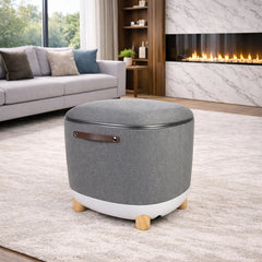 Massage Ottoman, Beige Fabric with Removable Cover