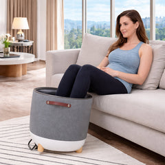 Massage Ottoman, Beige Fabric with Removable Cover