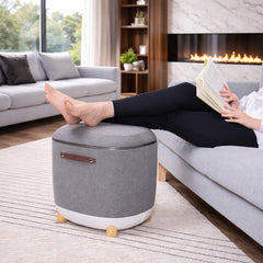 Massage Ottoman, Beige Fabric with Removable Cover