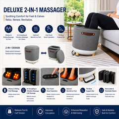Massage Ottoman, Beige Fabric with Removable Cover