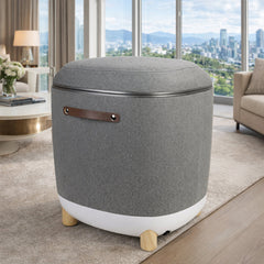 Massage Ottoman, Beige Fabric with Removable Cover
