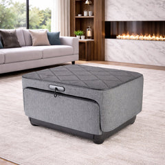 Massage Ottoman, Foldable Foot and Calf Massager, Gray Fabric