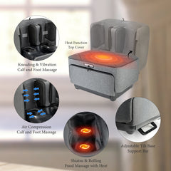 Massage Ottoman, Foldable Foot and Calf Massager, Gray Fabric