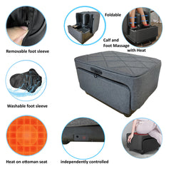 Massage Ottoman, Foldable Foot and Calf Massager, Gray Fabric