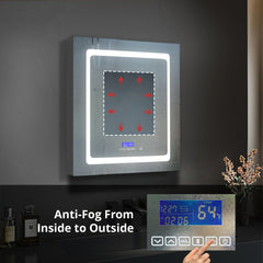 Medicine Cabinet, Bracciano, Surface Mount, LED Mirror, Defogger, 24 x 32 In, White