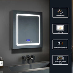 Medicine Cabinet, Bracciano, Surface Mount, LED Mirror, Defogger, 24 x 32 In, White