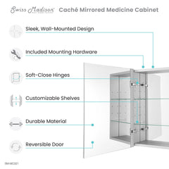 Medicine Cabinet, Cache, 20 in x 30 in with Reversible Door in Mirrored Finish