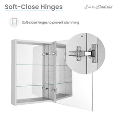 Medicine Cabinet, Cache, 20 in x 30 in with Reversible Door in Mirrored Finish