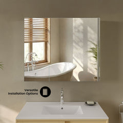 Medicine Cabinet, Cache, Recessed or Wall Mount with Mirrored Sides
