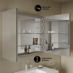 Medicine Cabinet, Cache, Recessed or Wall Mount with Mirrored Sides