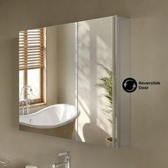 Medicine Cabinet, Cache, Recessed or Wall Mount with Mirrored Sides