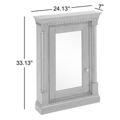 Medicine Cabinet, Claudia, Framed Single Door, Solid Wood, 24 Inch, Antique Coffee